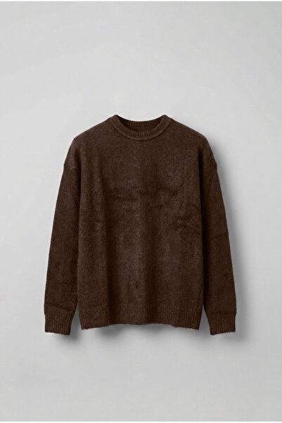 ablukaonline Pulover pentru bărbați supradimensionat cu textura moale, maro
