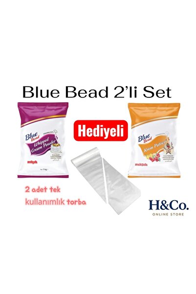 Blue Bead 2li set - Toz Krema ve Toz Krem Şanti (HEDİYELİ)- pastacı kreması -...