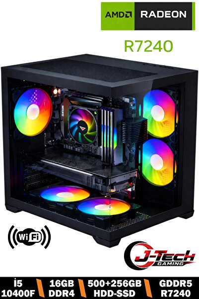 J-TECH RagePC i5 10400F 16GB HDD 500GB+256GB SSD GDDR5 R7240 Oyuncu Bilgisayarı