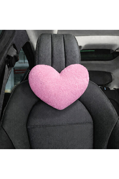 Yastıkland PEMBE KALP ARAÇ BOYUN YASTIĞI (2 ADETTİR) TÜM ARAÇLARA UYUMLUDUR