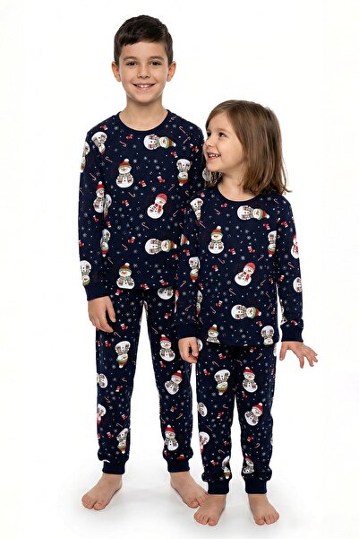 ZUZUNGA Unisex New Year Snowman Patterned Children's Pajama Set