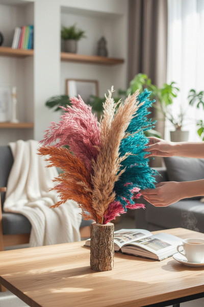 Alyones Karışık Dekoratif Doğal Pampaslı Kütük Saksılık, Etkinlik, Düğün & Eğ...