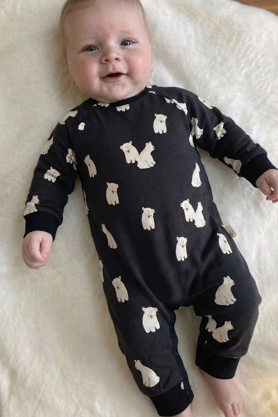 Cigit 0-3 roky starý antracitový overal s potlačou