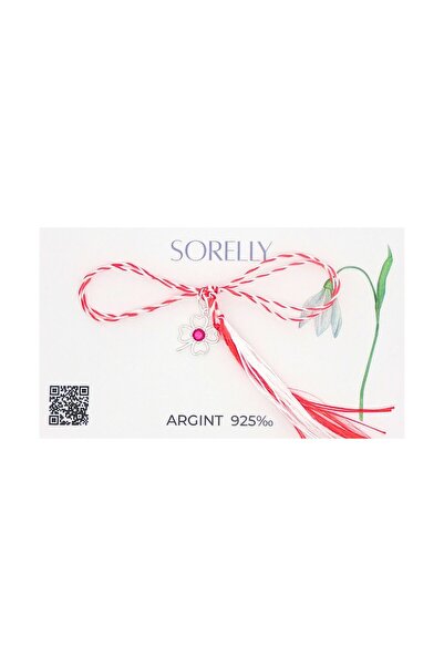 Bijuteria SORELLY Pandantiv Trifoi din Argint Mărțișor cu Piatră Roz