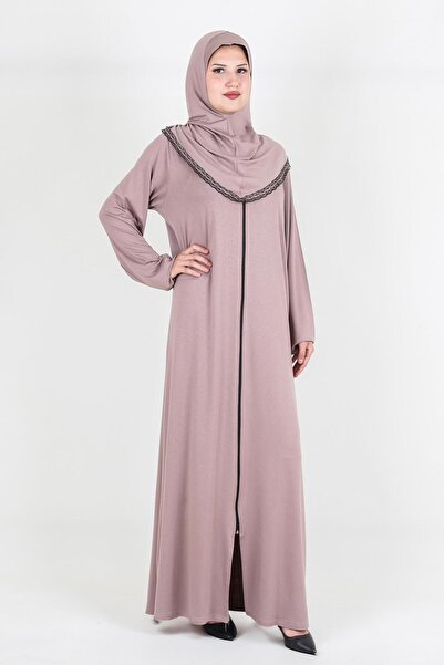 Nisrina Collection Selin Kapüşonlu Fermuarlı Pamuklu Penye Namaz Elbisesi