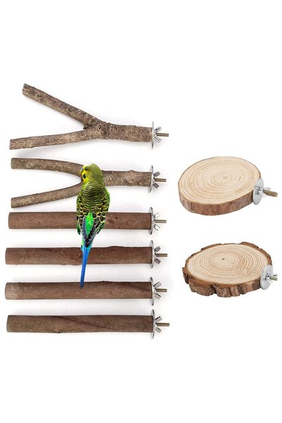 Alyones Roost Platform Cage Accessories 8Pcs Natural Wood Bird Perch Stand-wood Parrot Perch Stand