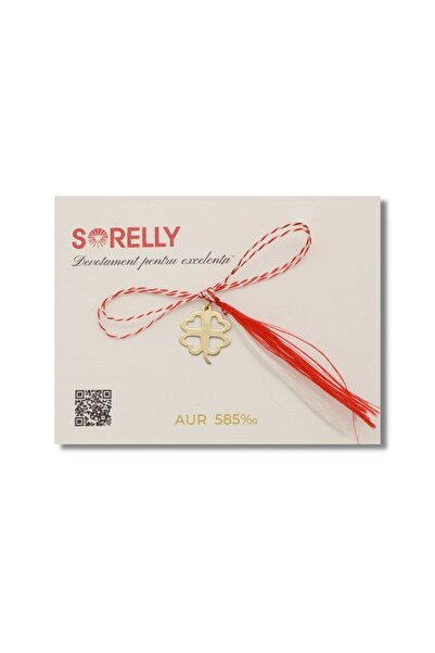 Bijuteria SORELLY Pandantiv Trifoi Norocos din Aur de 14k, Mărțișor