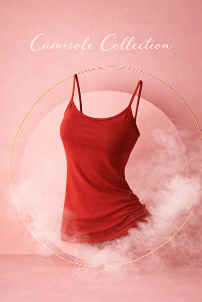 IPL قميص داخلي نسائي أحمر اللون من القطن الناعم بحمالات رفيعة (3 قطع)