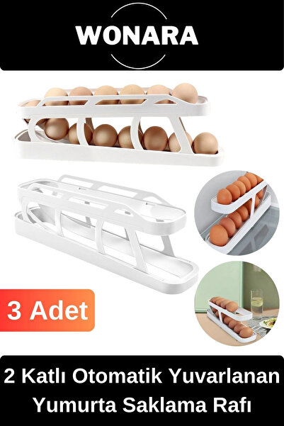 Wonara Premium Plastik 2 Katlı Otomatik Geniş Kapasiteli Yuvarlanan Yumurta S...