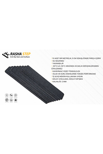RashaStep Merdiven, Zemin Siyah Kaydırmaz Bant (5 CM x 10 Metre)