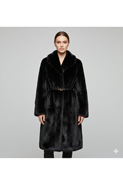 Rabiossa Women's Imported Long Fur Plush Coat Overcoat