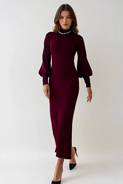 OLSAMODA ROCHIE LUNGĂ DE DAMĂ, CU Gât Pescar, Mâneci Lungi, Material Tricotat...