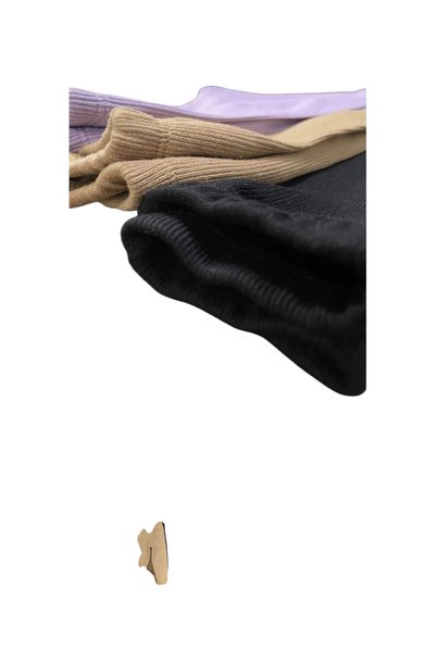 Berat moda Fun Kids Stretchy Ribbed Black - Lilac - Brown 3-Piece Girls Winter Children's Leggings