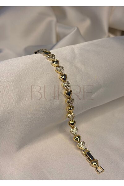 XUPING JEWELRY Xuping 14K VİP Gold Zirkon Taşlı Kalp Bileklik 17+2cm