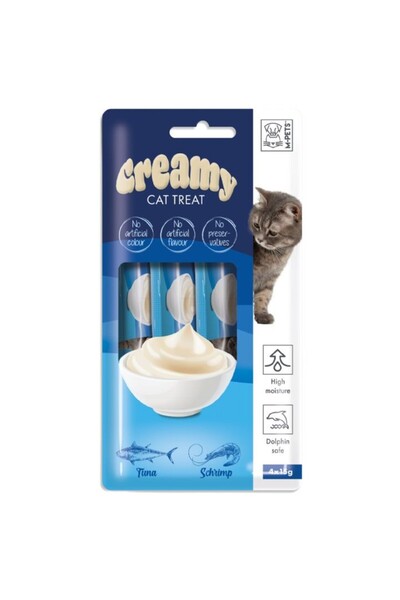 M-PETS Creamy Ton Balıklı&Karidesli Krema Kedi Ödülü 4*15Gr