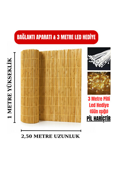 AYGHOME 1 X 2,50 Metre Doğal Kamış Hasır Çit - Balkon Çiti Bahçe Çiti Gölgeli...