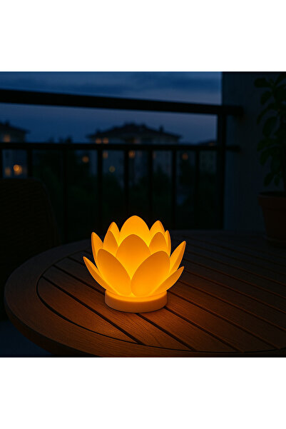 Mus3D Lotus Çiçeği Tasarım Pilli Led Mum | Dekoratif Meditasyon Ambiyans Muml...