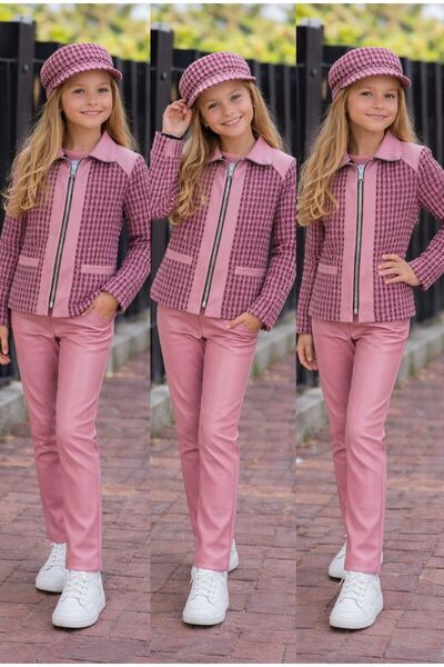 KOKOŞ BEBEK Jachetă din piele din țesătură Chanel cu detalii și pantaloni din...