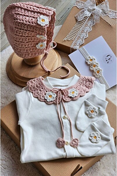 çiğdem kaya design Vintage hat and collar flower detailed custom design baby ...