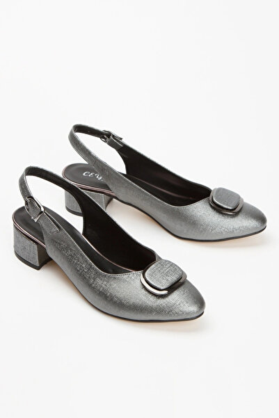 Miss Mitto Платинени дамски стилет - удобни къси обувки на дебел ток с блестя...