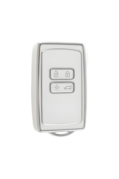 AutoHan Keys غطاء مفتاح رينو كليو 5 وميجان 4 أبيض فضي نانو