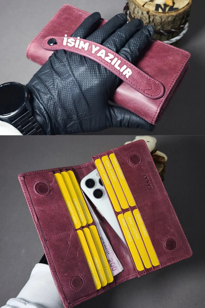 NZCLUB Nz-5665 Genuine Crazy Leather Unisex Portfolio Wallet with Phone Compa...