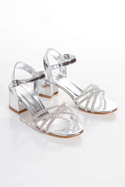 Miss Mitto Γυναικείο ασημένιο βραδινό φόρεμα Shiny Drop Stone με διαμάντια με...