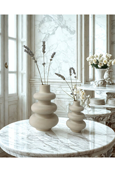 Store Bej Rengi İskandinav Bubble Mini 2’li Vazo