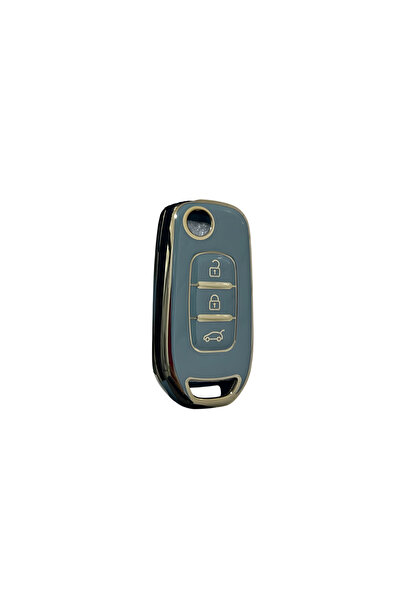 AutoHan Keys غطاء مفتاح لسيارات ميجان 4 وكليو 5 وكابتور وكليوس، لون رمادي ذهب...
