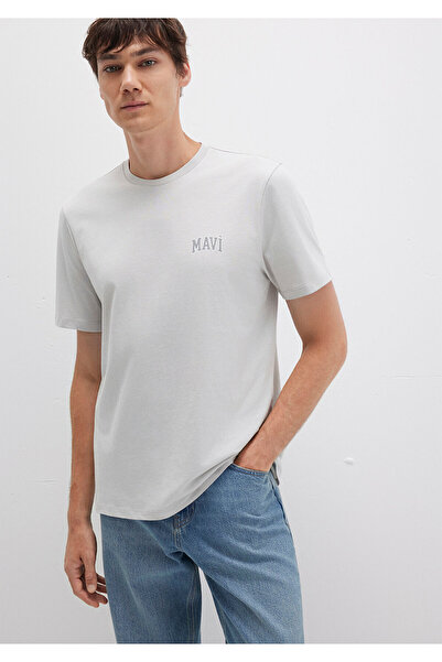 Mavi Graues T-Shirt mit Logo-Print, reguläre Passform / normaler Schnitt 0611...