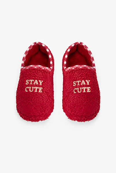 Penti Red Stay Cute Embroidered House Slippers