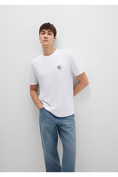 Mavi MJ Logo Printed Λευκό T-shirt Φαρδύ / Χαλαρό Κόψιμο 0612839-620