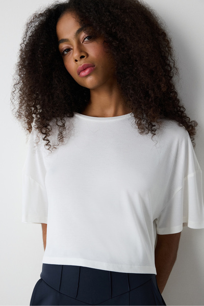 Penti Modal Crop Off-White T-Shirt