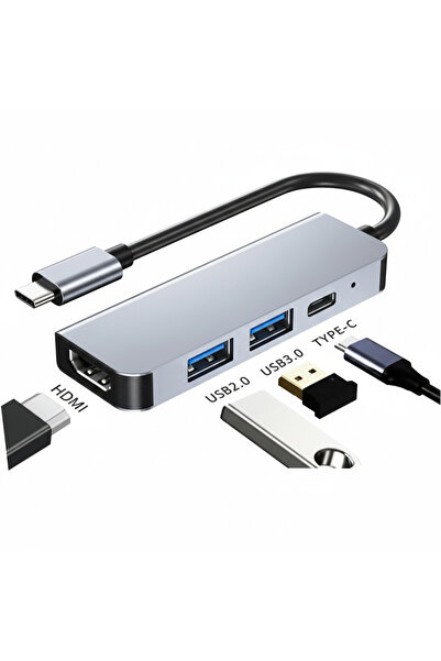 Type-C 4 in 1 To Hdmi 4k Usb 3.0 Dönüştürücü Adaptör