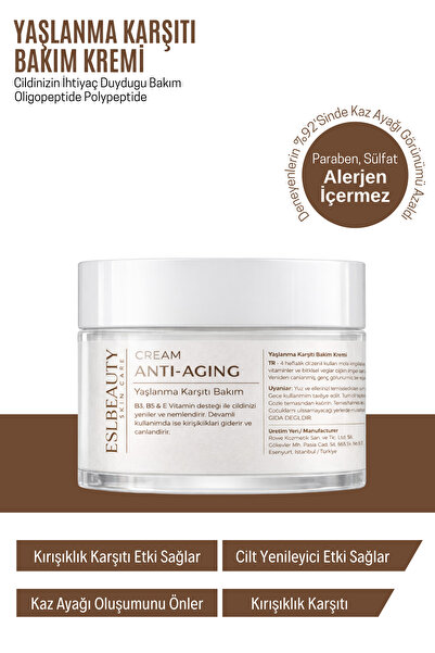 esl beauty Yaşlanma Karşıtı & Gençleştiricii Krem 50 ml – Sıkılaştırıcı & Ayd...