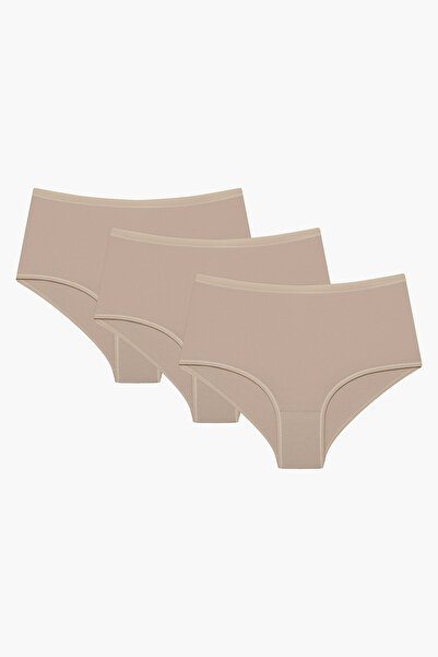Penti Beigefarbene Baumwoll-Slips mit hoher Taille im 3er-Pack