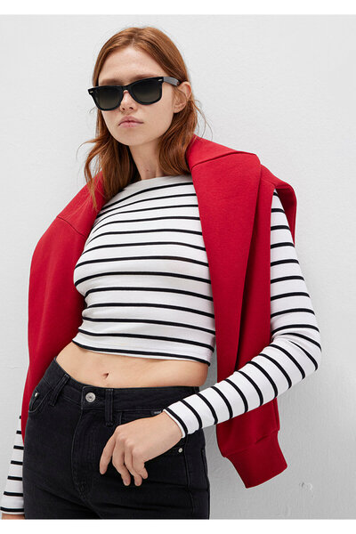 Mavi Μακρυμάνικο ριγέ Crop Basic T-Shirt Crop / Κοντό κομμένο 1612822 -85407