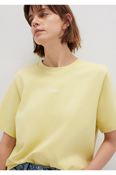 Mavi Žlté tričko s logom s potlačou Interlock Voľný strih / Voľný pohodlný st...