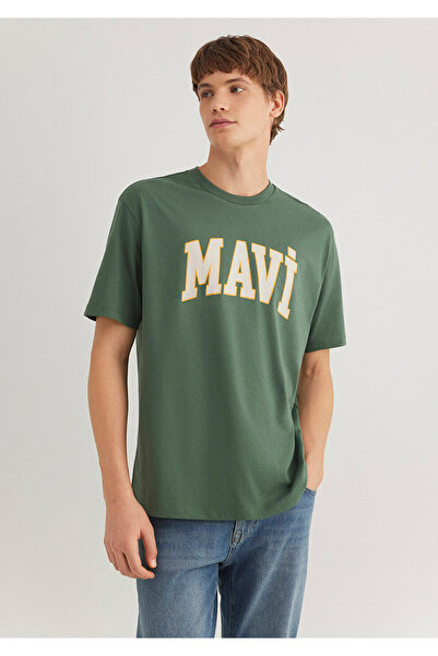 Mavi Grünes T-Shirt mit Logo-Print, lockere Passform / Loose Relaxed Fit06117...
