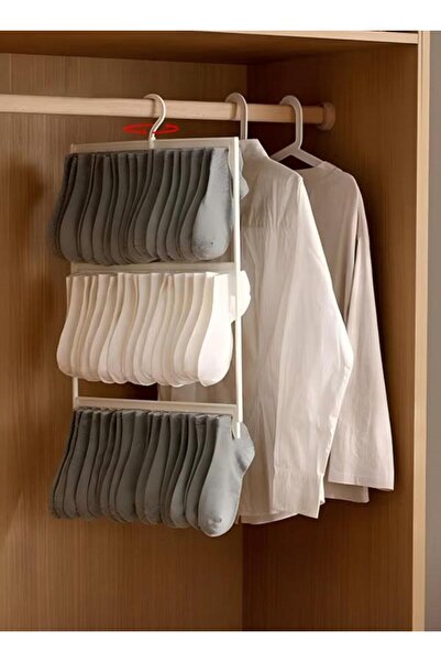 DOMEET 3 Layer Sock Drying Rack with 360° Rotating Hook