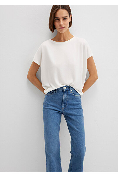 Mavi Lux Touch Tencel Tm Modal Ecru Modal Basic T-Shirt Loose Fit / Loose Com...