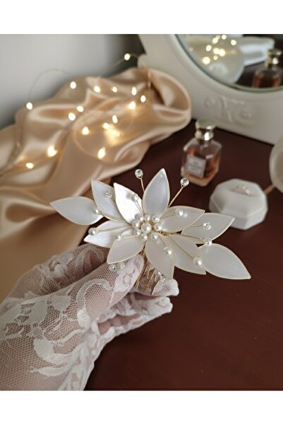 Mirnova Χτένα με πέρλες-Χτένα νύφης-Χτένα με χρυσή λεπτομέρεια-Νυφικό στέμμα-...