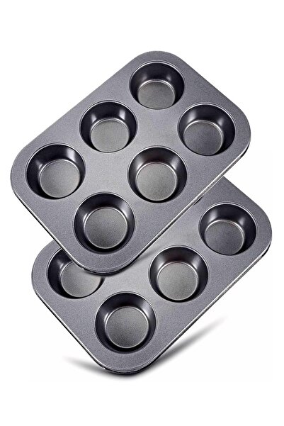 mastergold 2 Non-stick carbon steel 6-cavity cupcake and muffin baking trays,...