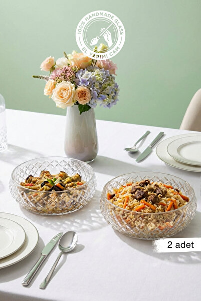 Glamis Selen Concept Cage Model Handmade Medium Size Glass Salad Bowl Set of 2