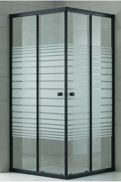 Durul Duşakabin Kare Siyah Profil Çizgili Cam