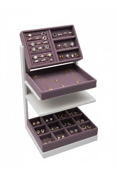 MeGass Dekor مجموعة من 3 قطع من قماش الجلد المدبوغ باللون الأرجواني، حامل مجو...