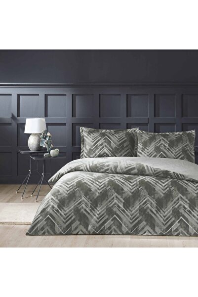 Taç Edith Satin Double Duvet Cover Set - Anthracite