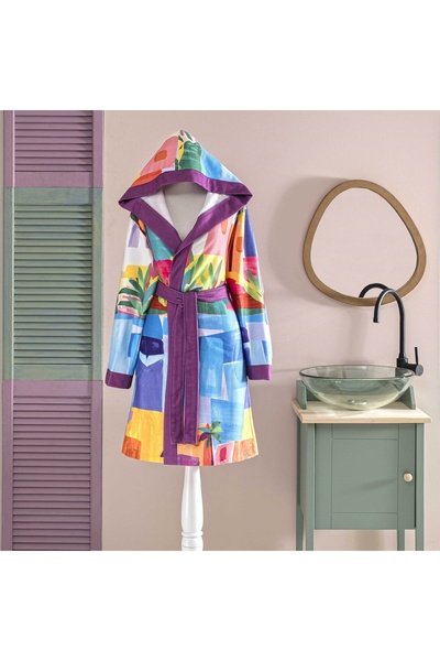 Taç Lyona Pamuk Poliester Genç Bornoz Kırmızı L/XL