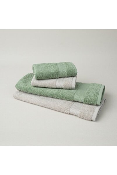 Linens Vita 4-пакет комплект памучни кърпи за ръце/лице, хаки/сив