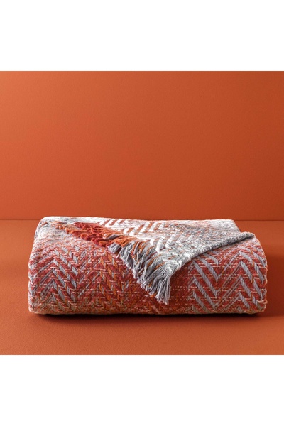 Taç Butik Brüj Pamuklu Çift Kişilik Battaniye Turuncu